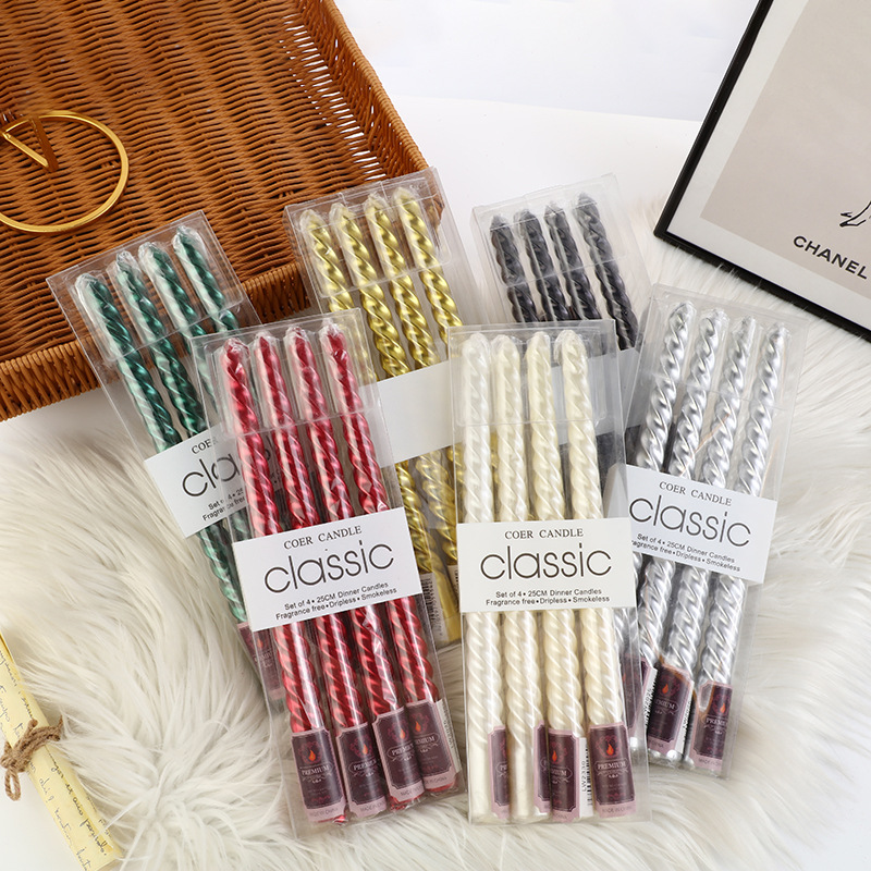 Unity Candle Set - 4 adet Avrupa tarzı Uzun saplı