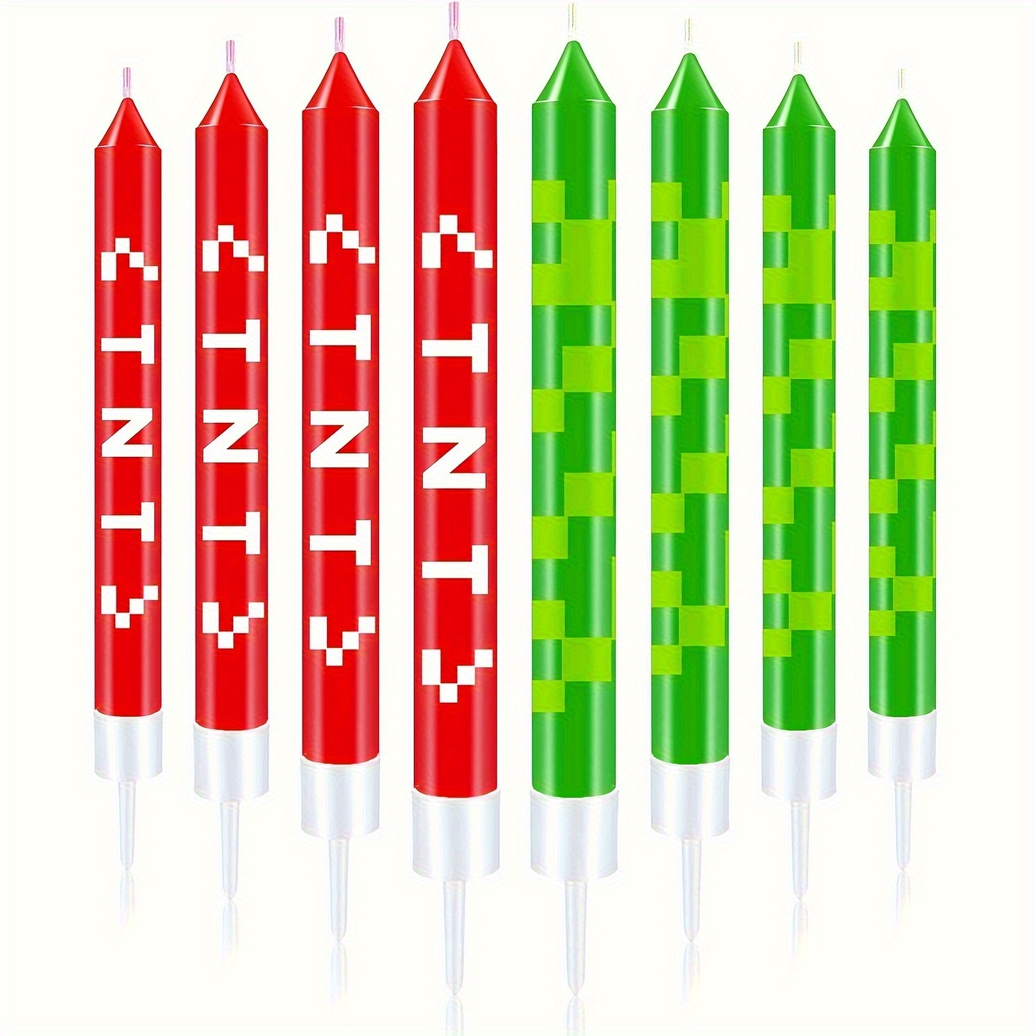 Unity Candle Set - 12/24 adet Yeşil Piksel Kek Mum