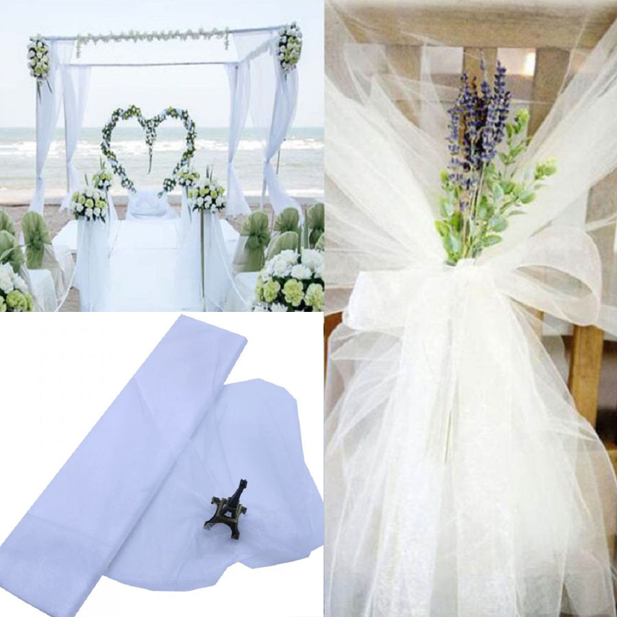Chair Sash Organza - 10m düğün dekorasyon tül rulo kristal
