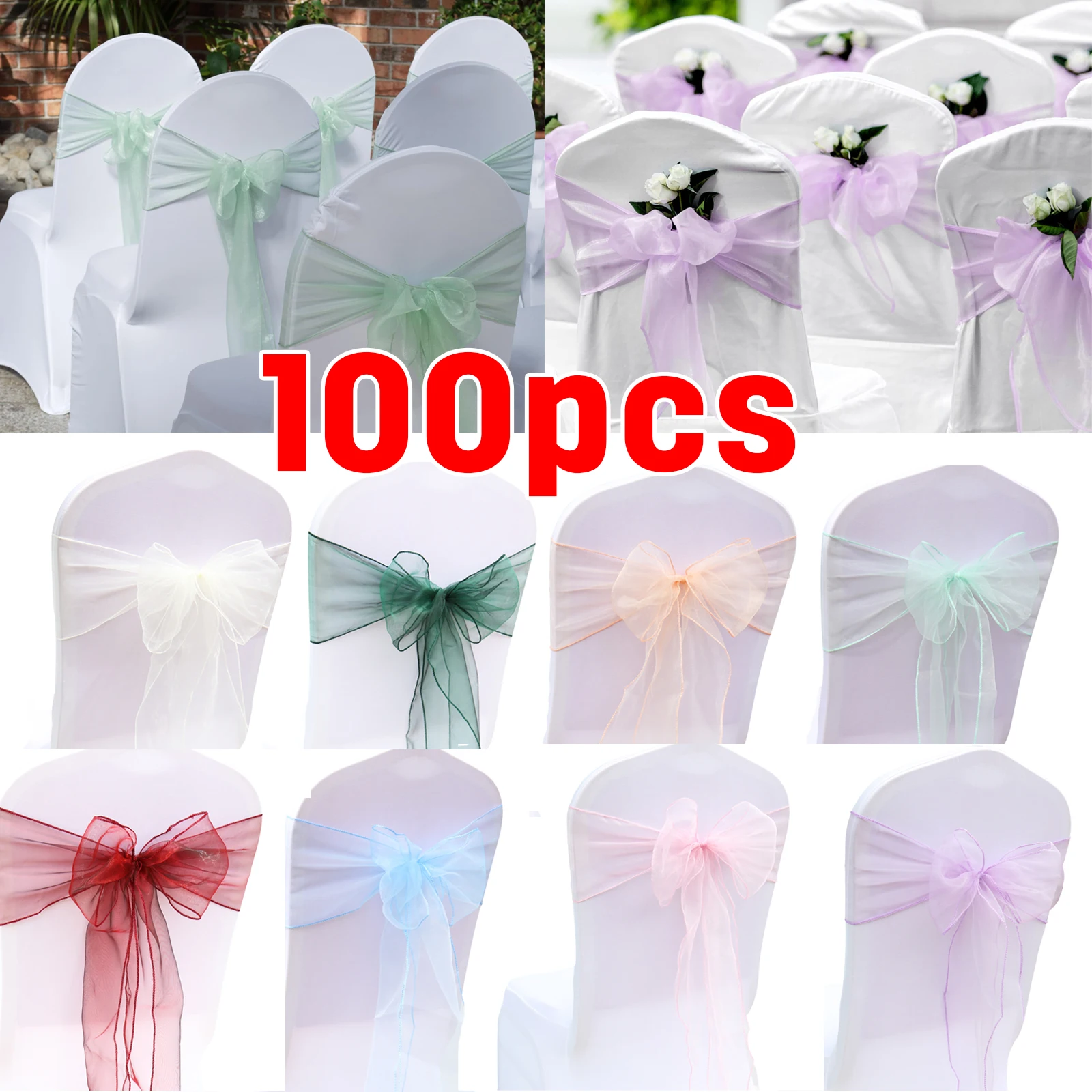 Chair Sash Organza - 10/50/100 adet 17x275cm organze düğün düğüm