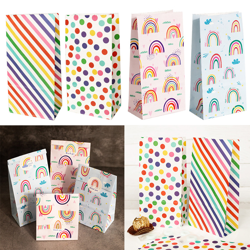 Wedding Supply.Box - Küçük Kağıt Torbalar Gökkuşağı Baskılı Şeker