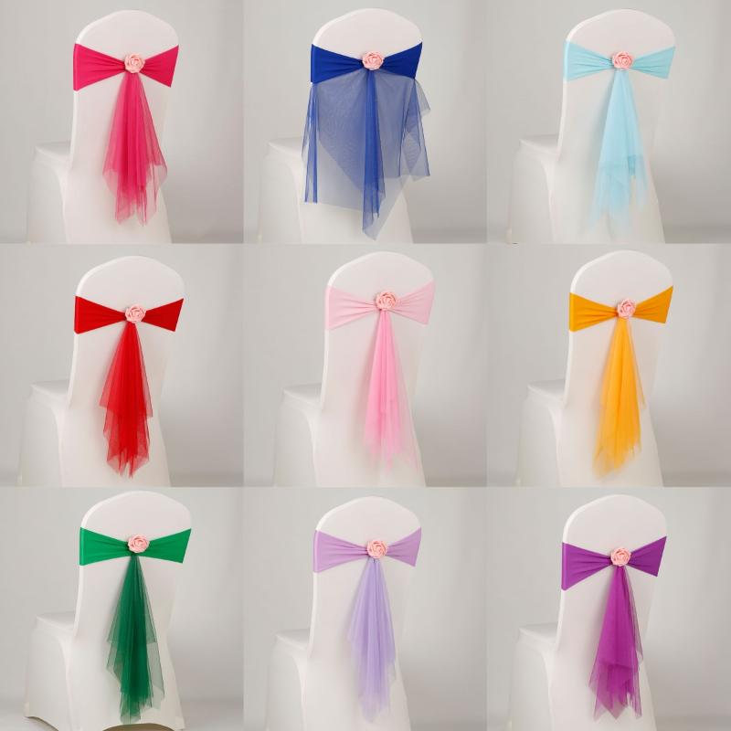 Chair Sash Organza - 1 Adet Organze Sandalye Kuşağı Çiçekli