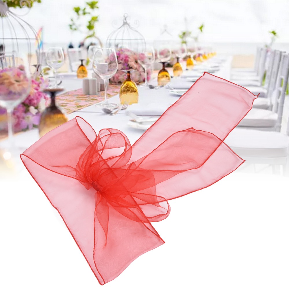 Chair Sash Organza - 10 Adet Mavi, kırmızı, sarı, mor