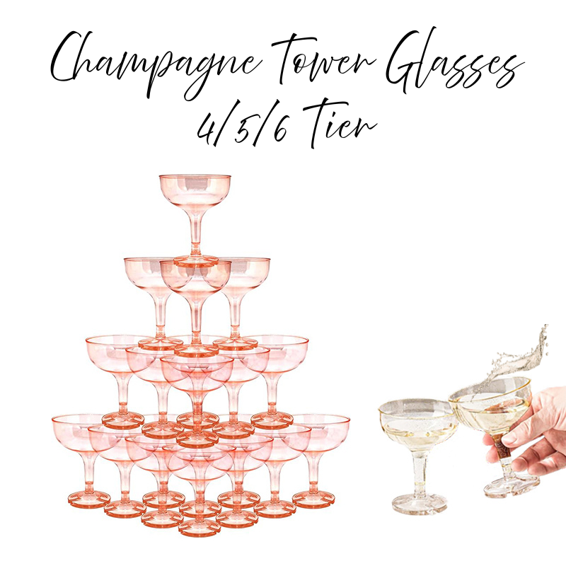 Champagne Tower Set - 4-6 Katmanlı Akrilik Şampanya Kulesi Gözlük
