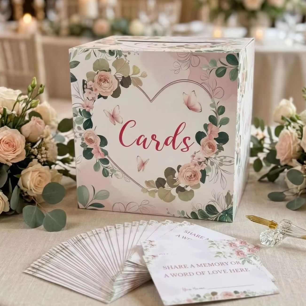 Beyaz Çiçekli Düğün Kart Kutus - Wedding Supply.Box incelemesi ve fiyatı